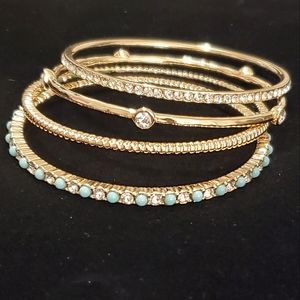 Bands Of Gold Gold Tone, Crystal, Acrylic Bracelet